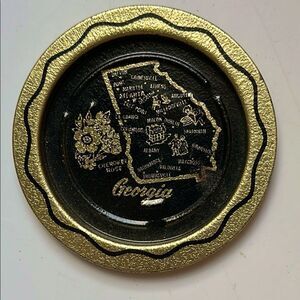 Vintage‎ Black and Gold Georgia Souvenir Metal Coaster